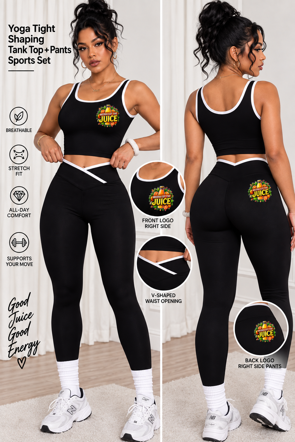 Black V-Waist Sportswear Set