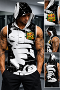 Black & White Graphic Sleeveless Hoodie